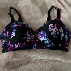 Torrid Black and Purple Floral Bra